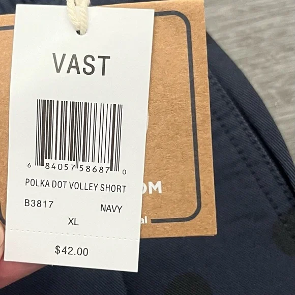 VAST Life Men's XL Navy Blue Polka Dot Volley Shorts Drawstring Athletic New - Picture 3 of 6